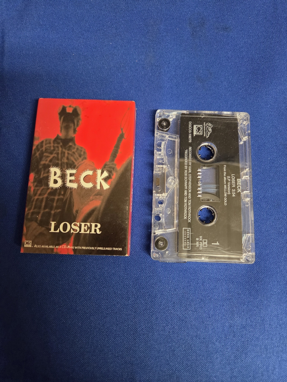 Beck - Loser Clear Cassette Tape Single (1994) Cardboard DGCCS-19270